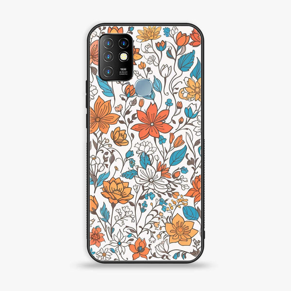 Infinix Hot 10 - Floral Series Design 9-  Premium Printed Metal soft Bumper shock Proof Case