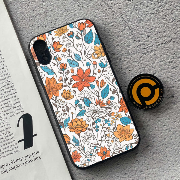 iPhone XR - Floral Series Design 9 - Premium Metal Printed soft Bumper shock Proof Case