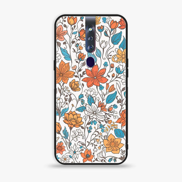 Oppo F11 Pro - Floral Series Design 9 - Premium Printed Glass soft Bumper shock Proof Case