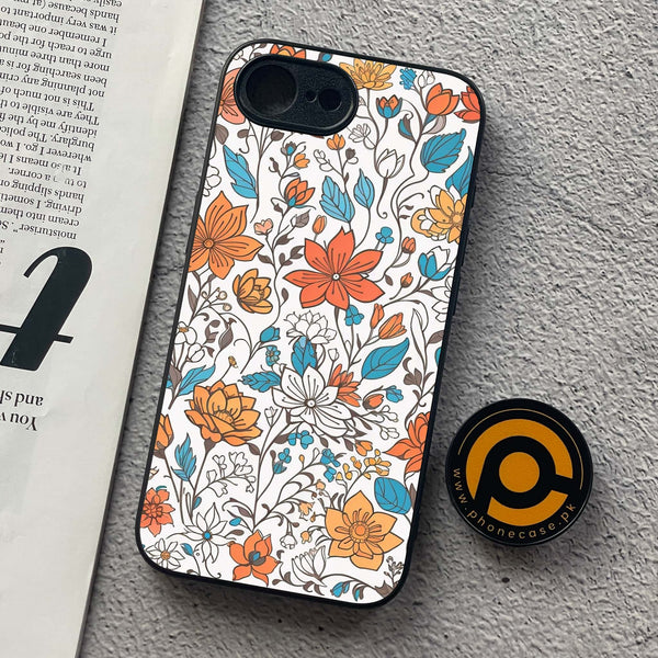 iPhone 16e - Floral Series Design 9 - Premium Metal  Printed soft Bumper shock Proof Case