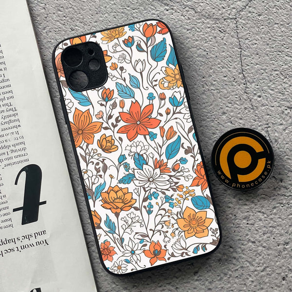 iPhone 11 - Floral Series Design 9 - Premium Printed Glass soft Bumper shock Proof Case