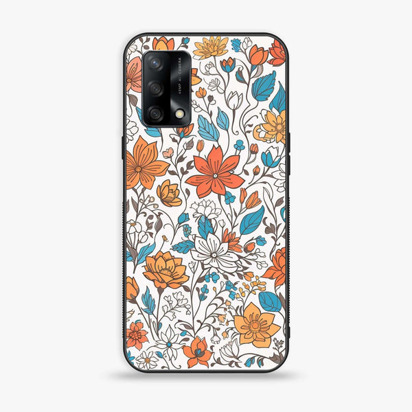 Oppo F19 - Floral Series Design 9 - Premium Printed Glass soft Bumper shock Proof Case