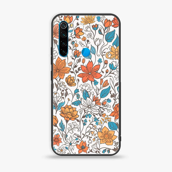 Xiaomi Redmi Note 8 - Floral Series Design 9 - Premium Printed Glass soft Bumper Shock Proof Case