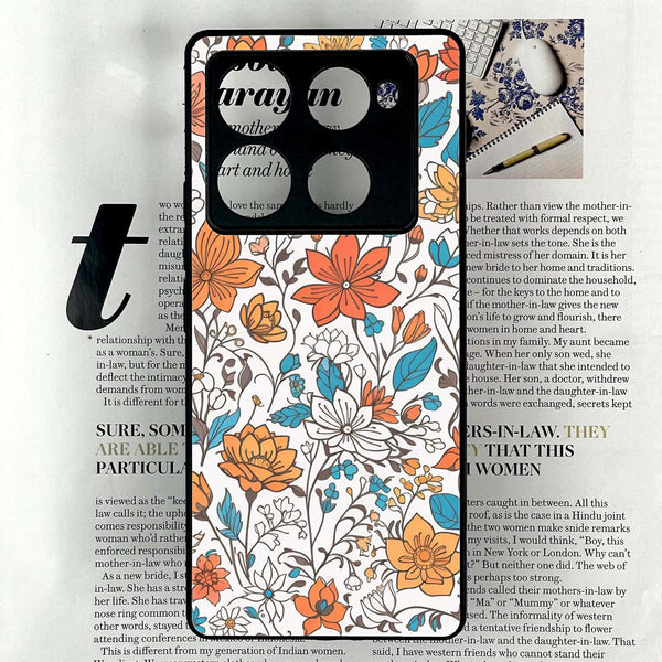Infinix Note 40 Pro Plus - Floral Series Design 9 - Premium Metal Printed soft Bumper shock Proof Case