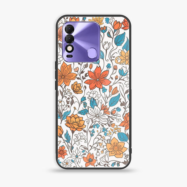 Tecno Spark 8 - Floral Series Design 9 - Premium Printed Glass soft Bumper Shock Proof Case
