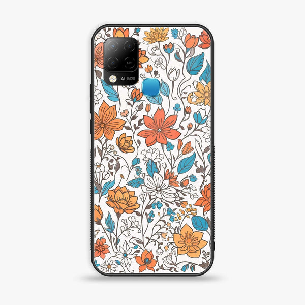 Infinix Hot 10s  Floral Series Design 9  Premium Printed Glass soft Bumper Shock Proof Case