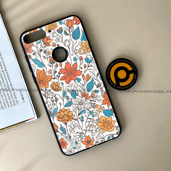 HUAWEI Y7 PRIME (2018) - Floral Series Design 9 - Premium Printed Glass soft Bumper Shock Proof Case