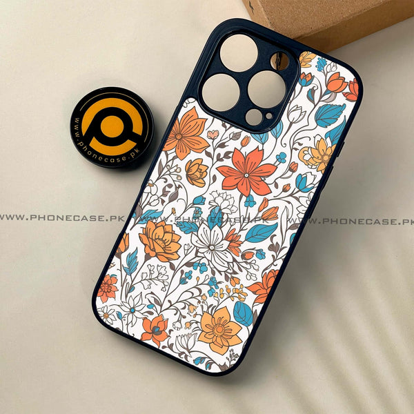 iPhone 16 Pro - Floral Series Design 9 - Premium Printed Glass soft Bumper shock Proof Case