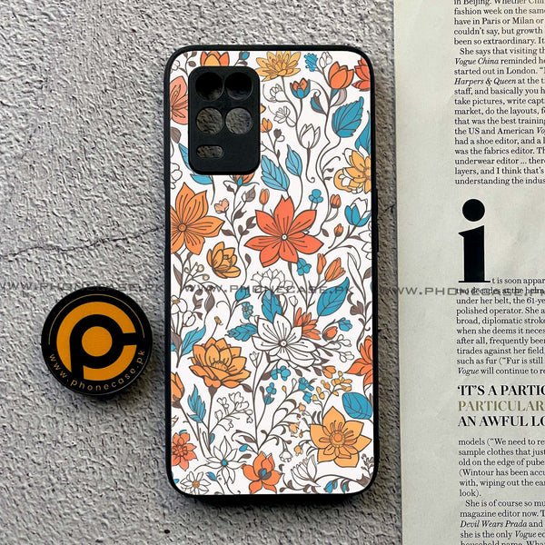 Realme Narzo 30 5G - Floral Series Design 9 -  Premium Printed Metal soft Bumper shock Proof Case