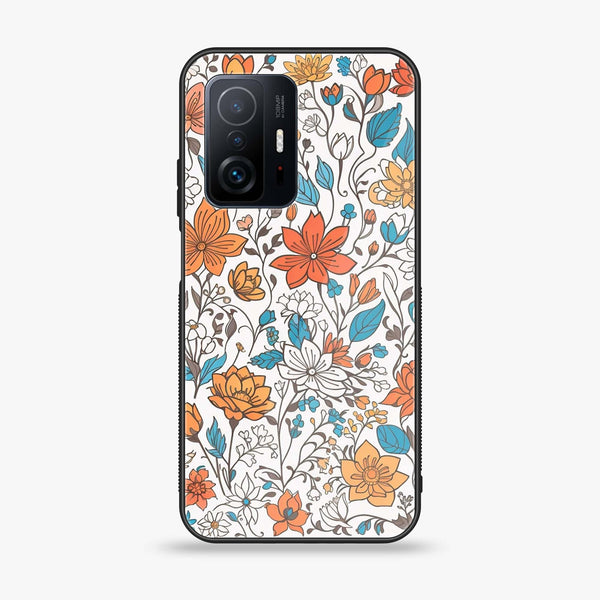 Xiaomi 11T - Floral Series Design 9 - Premium Printed Glass soft Bumper Shock Proof Case