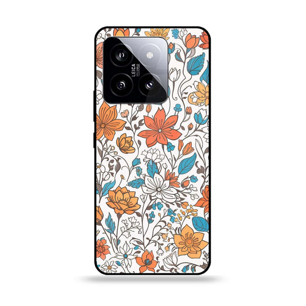 Xiaomi 14 - Floral Series Design 9 -  Premium Printed Metal soft Bumper shock Proof Case