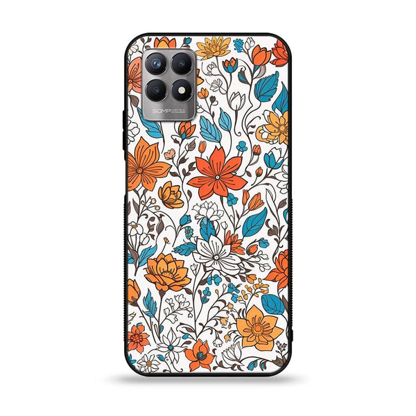 Realme Narzo 50 - Floral Series Design 9 - Premium Printed Glass soft Bumper shock Proof Case