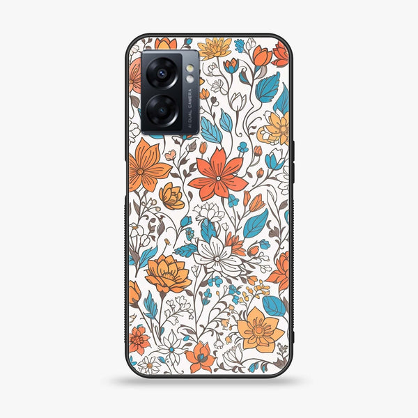 Oppo A77 4G - Floral Series Design 9 -  Premium Printed Metal soft Bumper shock Proof Case