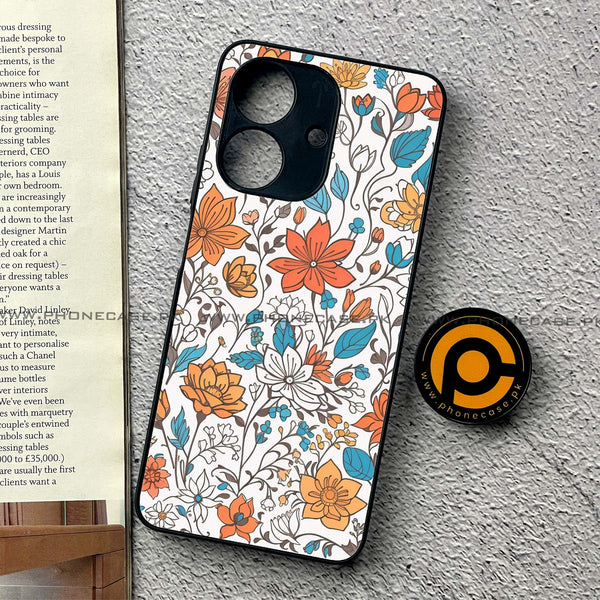 Realme Note 60 - Floral Series Design 9 - Premium Printed Metal Soft Case