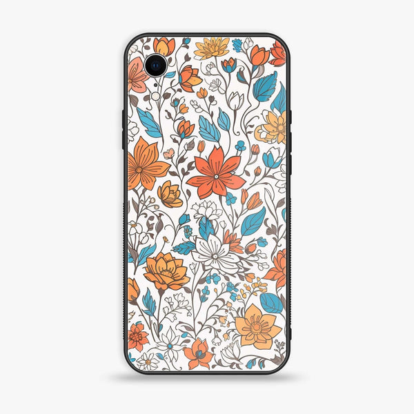 iPhone XR - Floral Series Design 9 - Premium Printed Glass soft Bumper Shock Proof Case