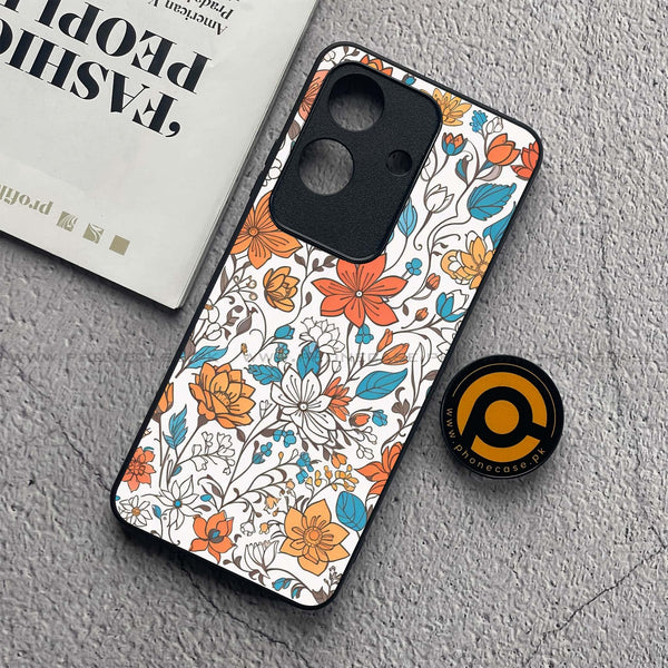 Realme Note 60x - Floral Series Design 9 - Premium Metal  Printed soft Bumper shock Proof Case