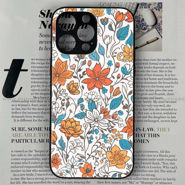 iPhone 13 Pro Max - Floral Design 9 - Premium Printed Glass soft Bumper shock Proof Case CS-14110