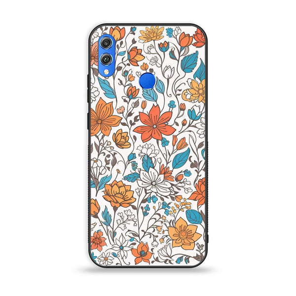 Huawei Honor 8X - Floral Series Design 9 - Premium Printed Glass soft Bumper Shock Proof Case