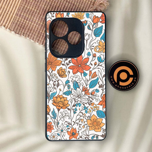 Realme GT 6 - Floral Series Design 9 - Premium Metal Printed soft Bumper shock Proof Case