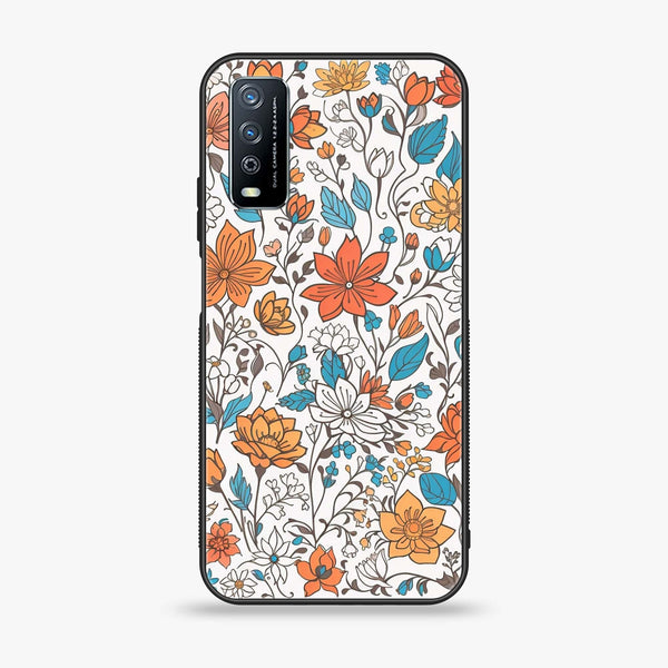 Vivo Y11s - Floral Series Design 9 -  Premium Printed Metal soft Bumper shock Proof Case