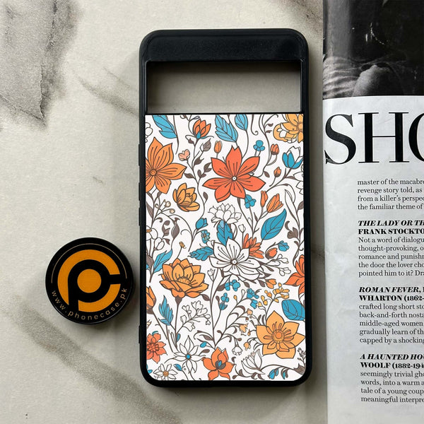 Google Pixel 8 Pro - Floral Series Design 9 - Premium Printed Glass soft Bumper Shock Proof Case