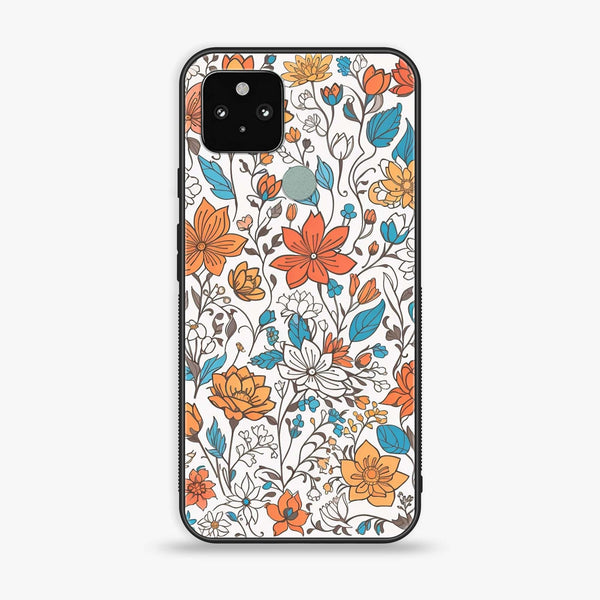 Google Pixel 5 - Floral Series Design 9 - Premium Printed Glass soft Bumper Shock Proof Case