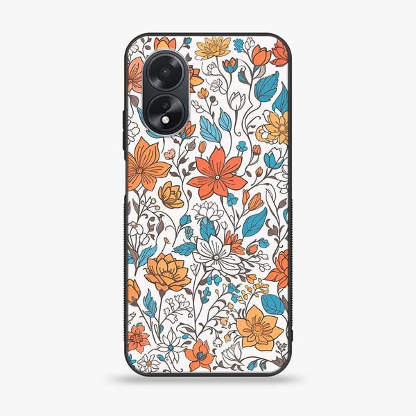 Oppo A18 4G - Floral Series Design 9 -  Premium Printed Metal soft Bumper shock Proof Case CS-13831