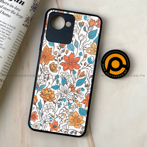 Realme C30 - Floral Series Design 9 - Premium Printed Glass soft Bumper Shock Proof Case