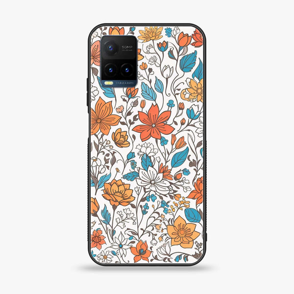 Vivo Y21t - Floral Series Design 9 - Premium Printed Glass soft Bumper Shock Proof Case