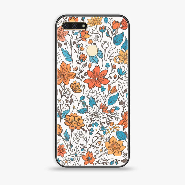 Honor 7A - Floral Series Design 9 - Premium Printed Glass soft Bumper Shock Proof Case