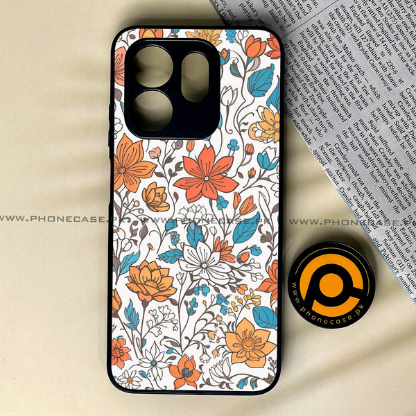 Infinix Hot 50i - Floral Series Design 9 - Premium Printed Glass soft Bumper Shock Proof Case