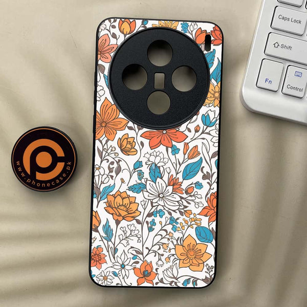 Vivo X200 - Floral Series Design 9 - Premium Metal  Printed soft Bumper shock Proof Case