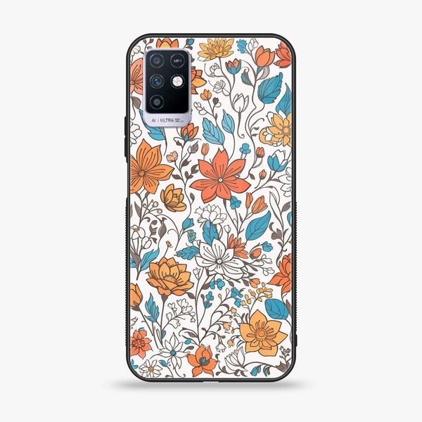 Infinix Note 10 - Floral Series Design 9 - Premium Printed Glass soft Bumper Shock Proof Case