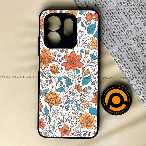 Infinix Smart 9 HD - Floral Series Design 9 - Premium Metal Printed soft Bumper shock Proof Case