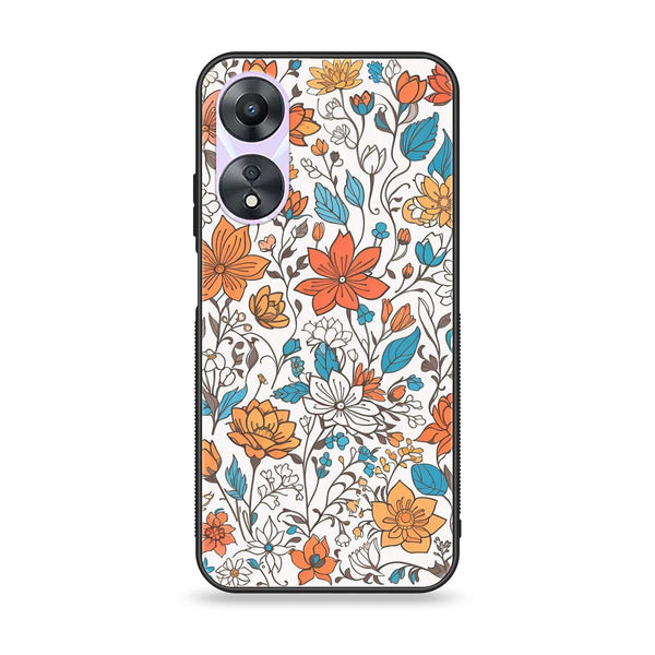 Oppo A78 4G - Floral Series Design 9 -  Premium Printed Metal soft Bumper shock Proof Case