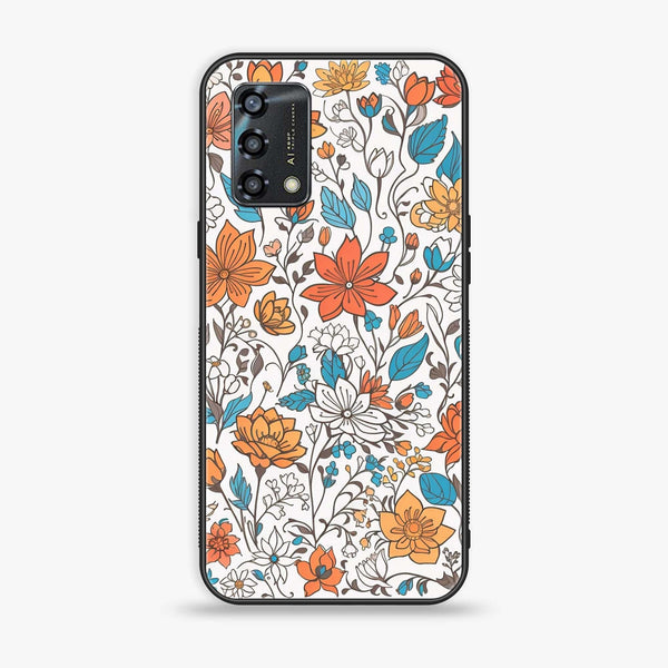 Oppo A95 - Floral Series Design 9 - Premium Printed Glass soft Bumper Shock Proof Case