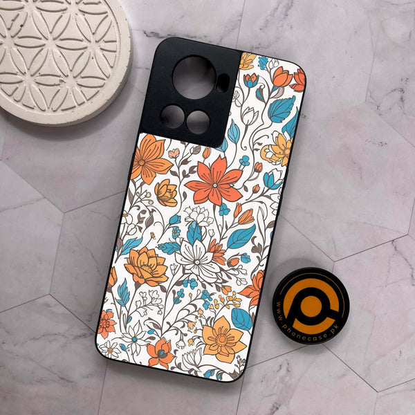 OnePlus 10R - Floral Series Design 9 - Premium Metal Printed soft Bumper shock Proof Case