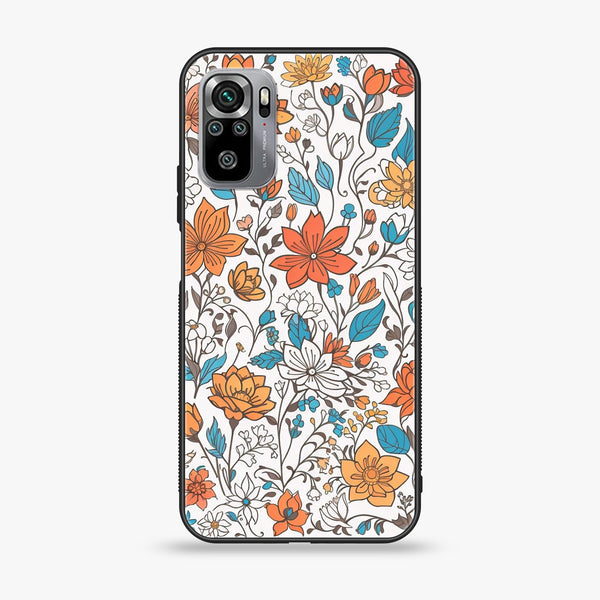 Xiaomi Redmi Note 10S -  Floral Series Design 9 - Premium Printed Glass soft Bumper shock Proof Case