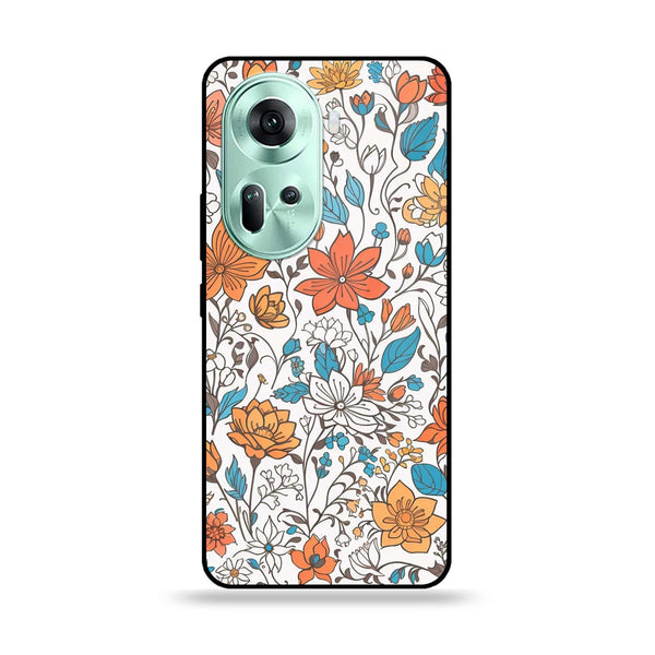 Oppo Reno 11 5G - Floral Series Design 9 -  Premium Printed Metal soft Bumper shock Proof Case