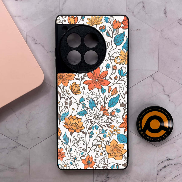 OnePlus 12R - Floral Series Design 9 - Premium Metal Printed soft Bumper shock Proof Case