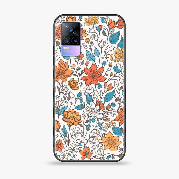 Vivo V21e - Floral Series Design 9 - Premium Printed Glass soft Bumper Shock Proof Case