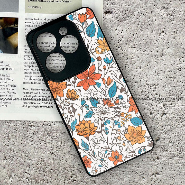 Tecno Spark 20 Pro - Floral Series Design 9 - Premium Printed Glass soft Bumper Shock Proof Case