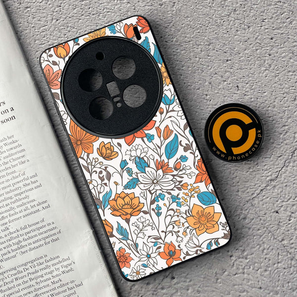 Vivo X200 Pro - Floral Series Design 9 - Premium Metal  Printed soft Bumper shock Proof Case