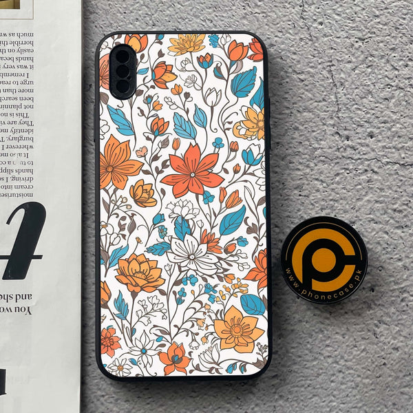 iPhone XS Max - Floral Series Design 9 - Premium Metal Printed soft Bumper shock Proof Case