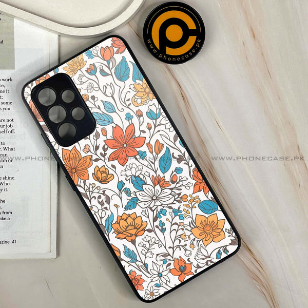 Samsung Galaxy A13 - Floral Series Design 9 - Premium Printed Glass soft Bumper Shock Proof Case