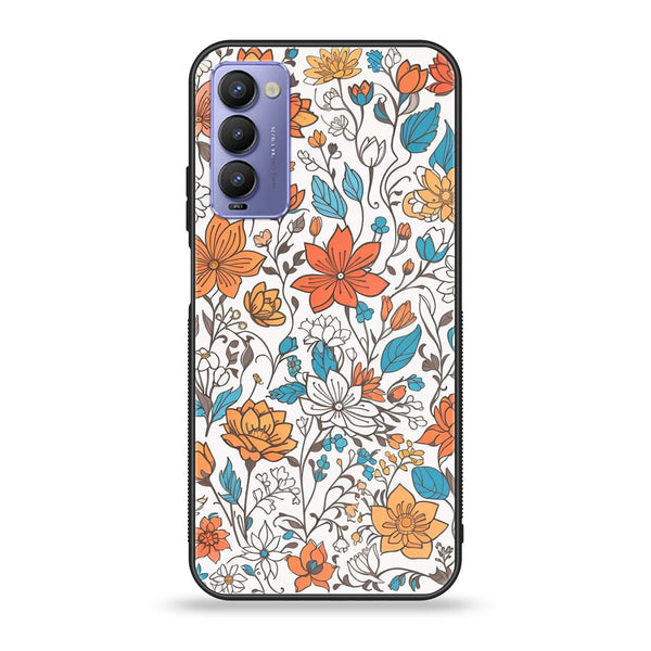 Tecno Camon 18P - Floral Series Design 9 - Premium Printed Glass soft Bumper shock Proof Case