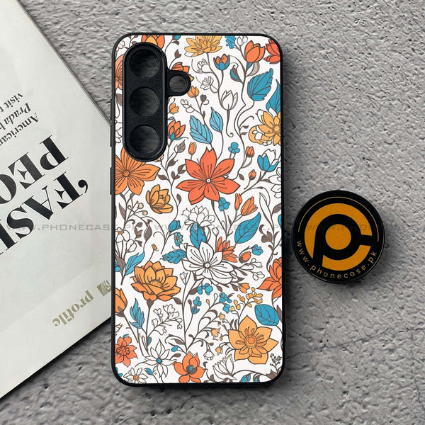 Samsung Galaxy S25 FE - Floral Series Design 9 - Premium Metal Printed soft Bumper shock Proof Case