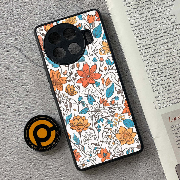 Tecno Spark 20 Pro Plus - Floral Series Design 9 -  Premium Printed Metal soft Bumper shock Proof Case