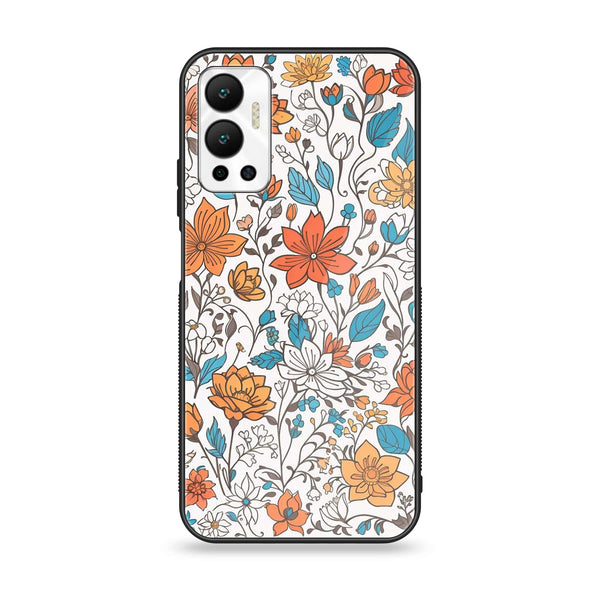 Infinix Hot 12 - Floral Series Design 9 - Premium Metal Printed soft Bumper Shock Proof Case