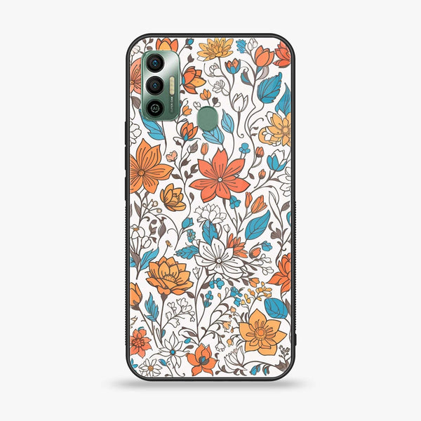 Tecno Spark 7 - Floral Series Design 9 - Premium Printed Glass soft Bumper Shock Proof Case